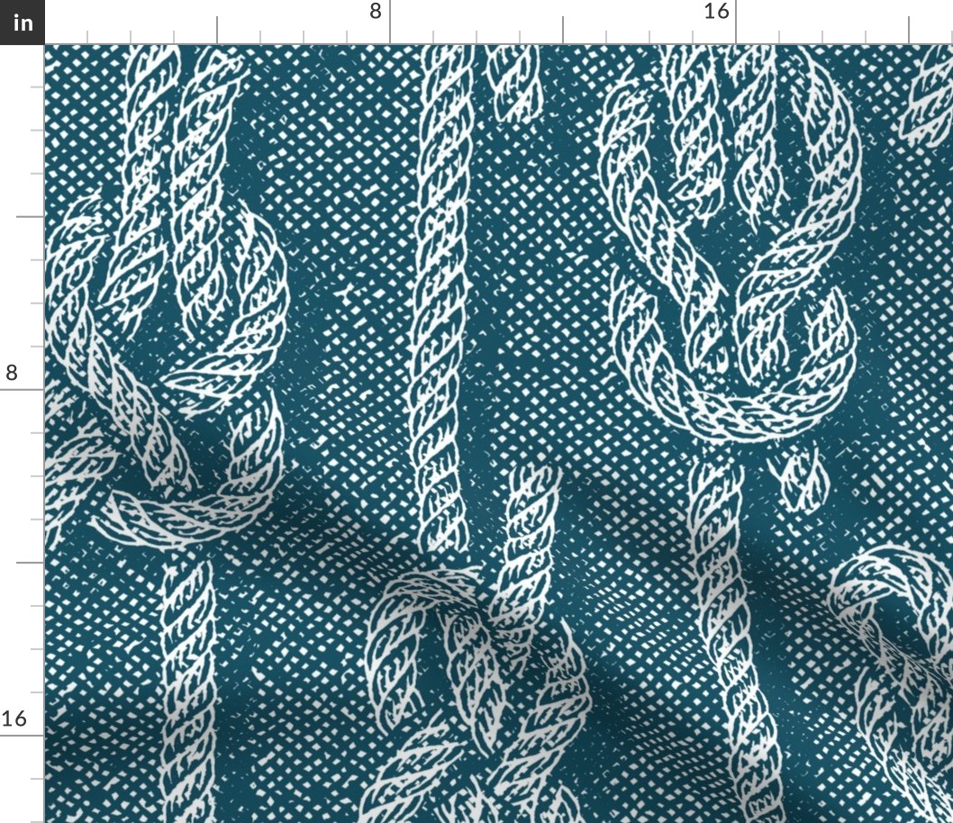 Rustic Vintage Boating Knots Print - Blue -Large Scale