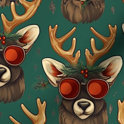 Reindeer Glasses Christmas Tree Green