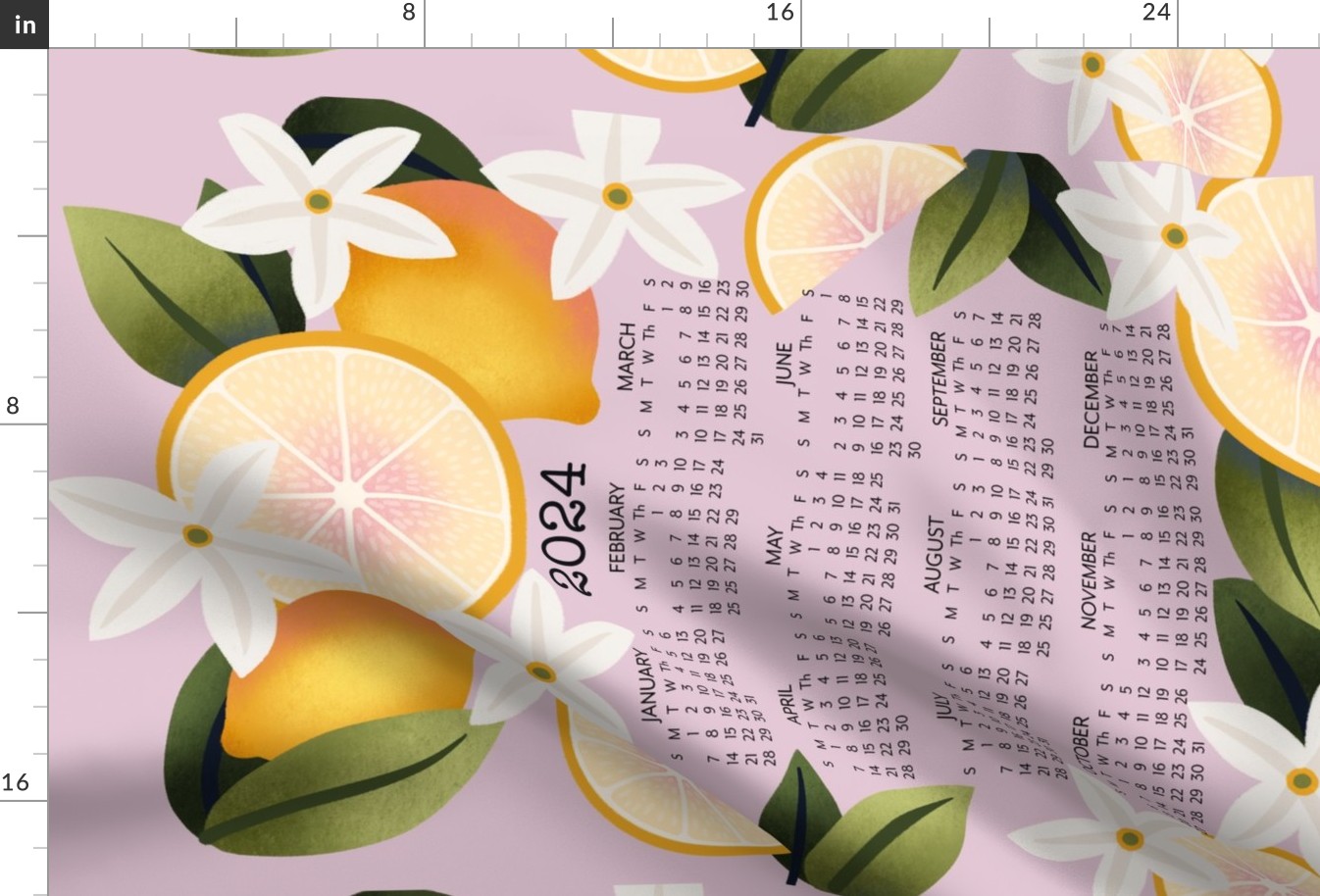 Lemon Tea Towel 2024 Calendar