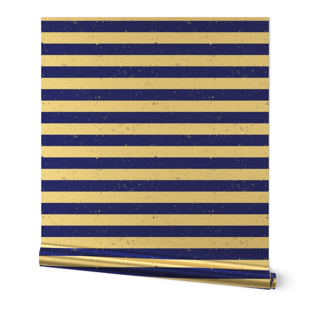 Cobalt Blue and White Splattered Paint Horizontal Cabana Tent Stripe