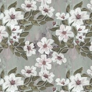 White Flower Fabric, Wallpaper and Home Decor