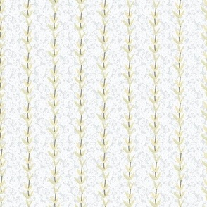 Floral twig stripe in yellow and gray