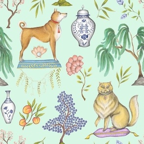 Chinoiserie Menagerie in Willow Green