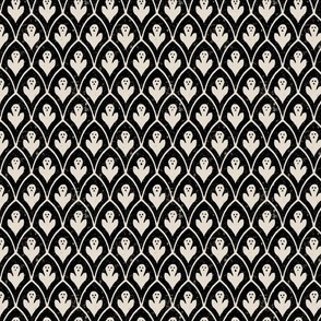 Gothic Leaf Ghost Window Wallpaper - Black and Bone - Micro 1