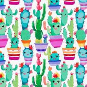 Friendly Cactus - Blue + Green + Pink ( Medium )