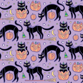 spooky cats _purple and black