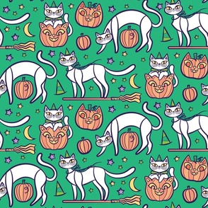 spooky cats _white and green