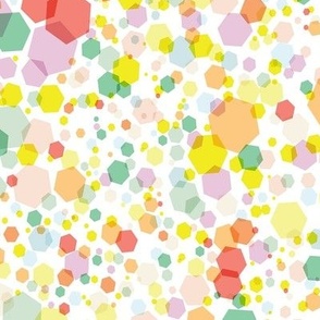 Modern confetti hexagon party pattern in birthday sparkle colours
