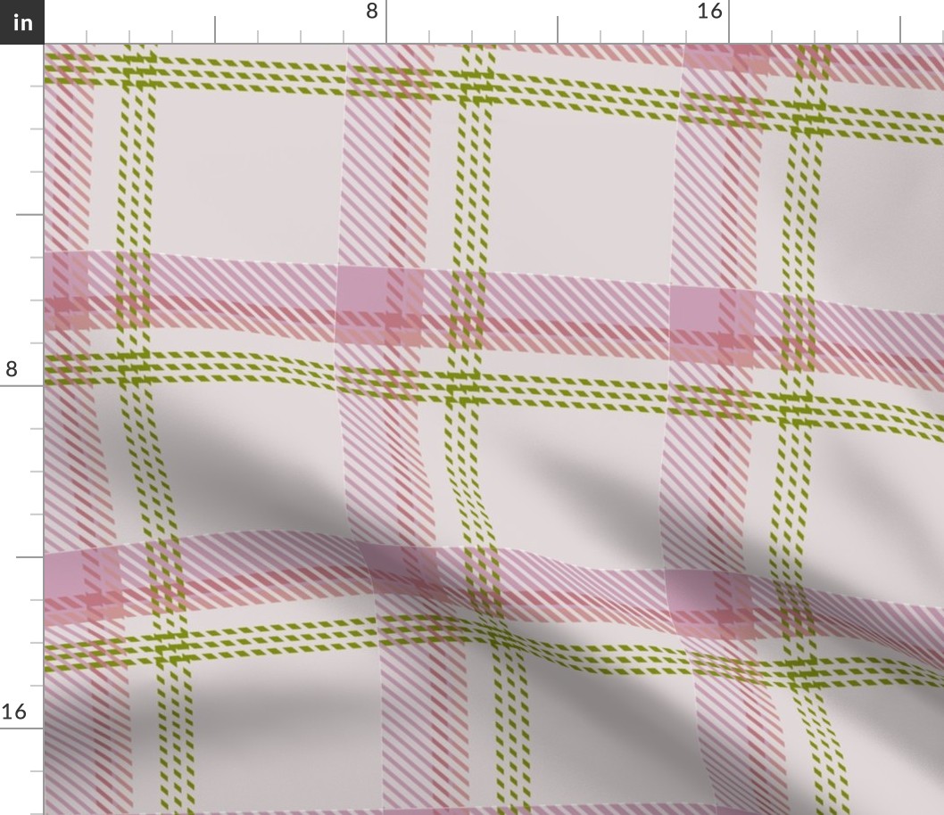 Simple Plaid Pink/Green - Twill Weave Large