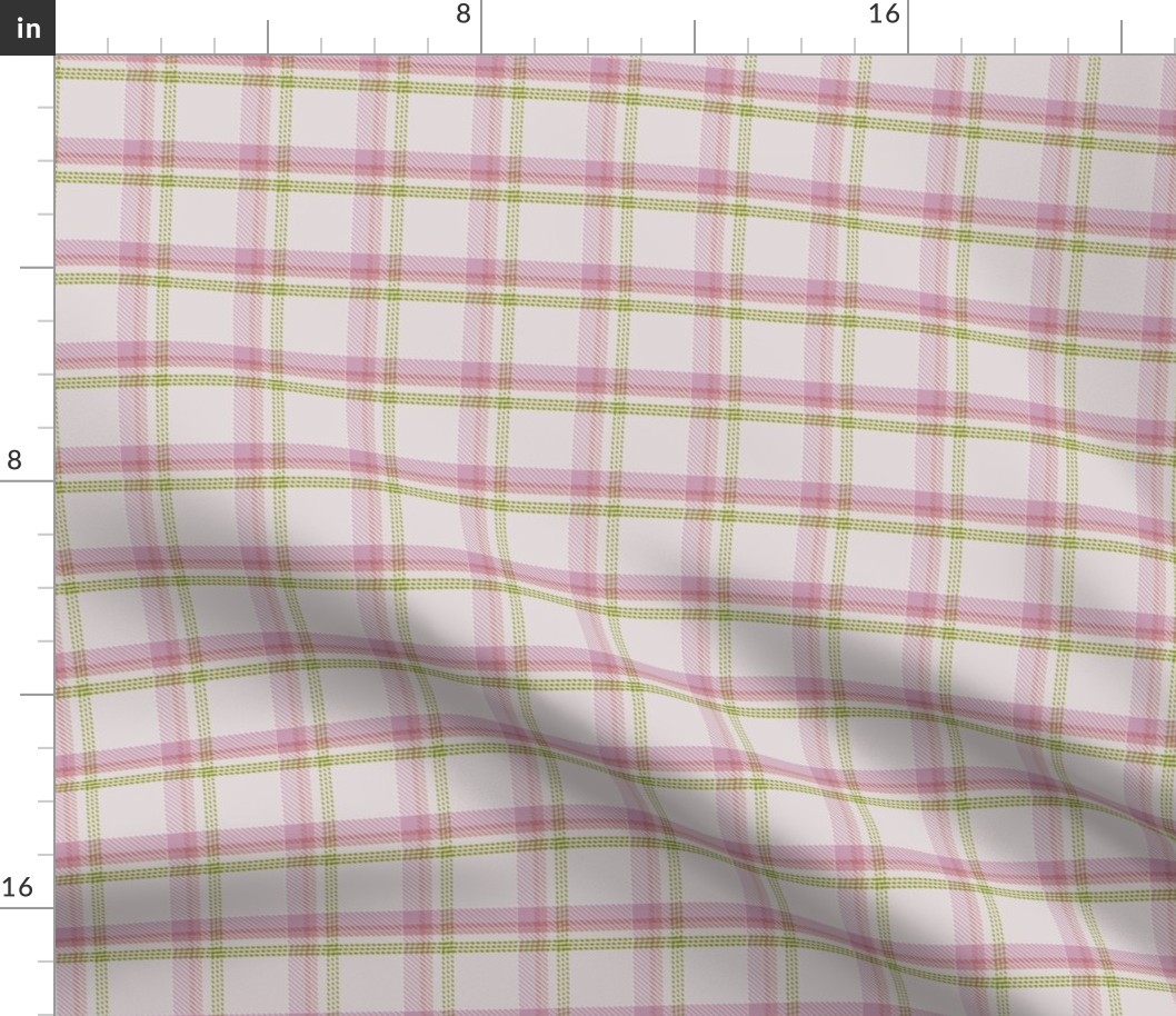 Simple Plaid Pink/Green - Twill Weave Small