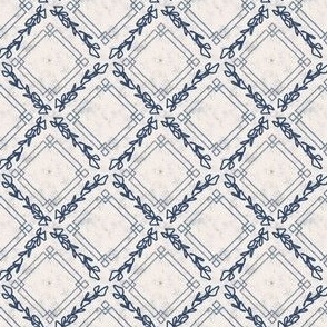 Geometric Art Deco Diamonds in blue and white