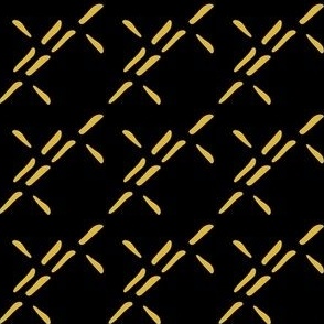 Diagonal Doodle Marks - Gold On Black.