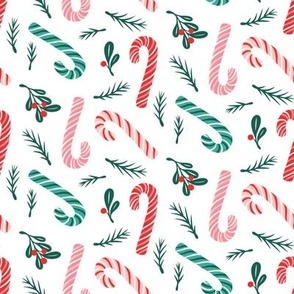 Small | Christmas Candy Cane on White
