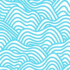 Snowdrifts - Repeat snowbank pattern in chunky blue and white stripes