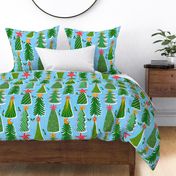Christmas Trees (XL size) - Oversized playful Christmas print in primary colors
