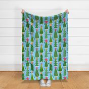 Christmas Trees (XL size) - Oversized playful Christmas print in primary colors