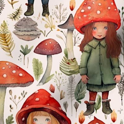 Mushroom Kids In The Woods