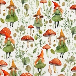 Tiny Woodland Witches Small Garden Print