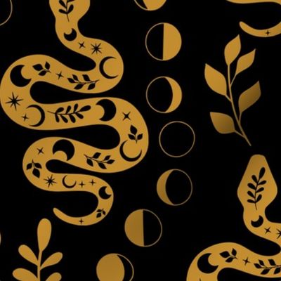 moon and snake (gold and black)