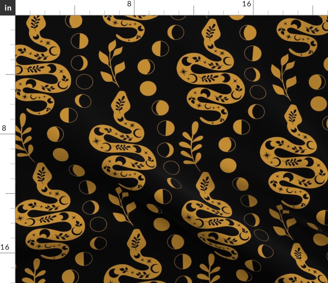 moon and snake (gold and black)
