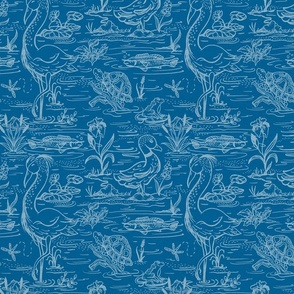 Lakeside wildlife in blues (large scale)