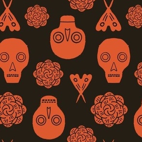 Gritty  Skulls Large on Orange