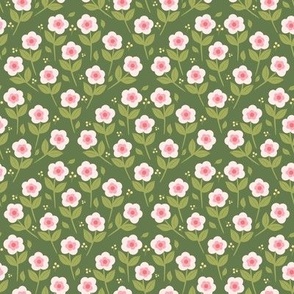 Whimsical Blush Pink Scallop Daisy Dream - Blush Pink and Aspen Green Pattern for Spring Fashion and Home Decor