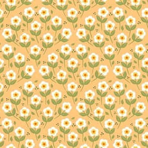 Whimsical Sunshine Yellow Scallop Daisy Dream - Soft Orange and White Floral Pattern for Spring Fashion and Home Decor
