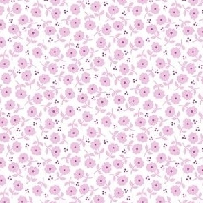Whimsical Pale Plum Blooms and Berries: Charming Small Floral Pattern for Spring Fashion and Home Decor