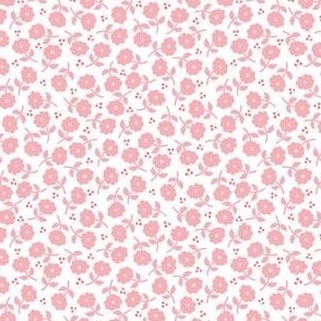 Whimsical Cheeky Pink Blooms and Berries: Charming Small Floral Pattern for Spring Fashion and Home Decor