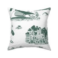 Summer Cat Family Toile at the Lake - large scale