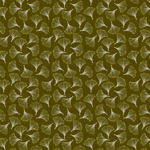 Ginkgo Biloba (Maidenhair) Leaf - Olive Green, Yellow Olive, Dark Ochre (small scale)