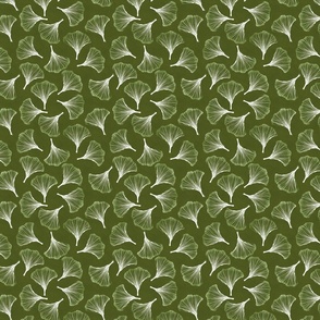 Ginkgo Biloba (Maidenhair) Leaf - Green, Olive, Khaki, Small-Scale