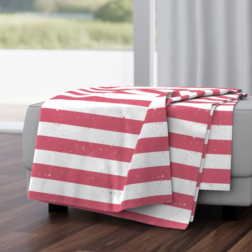 Nantucket Red and White Splattered Paint Horizontal Cabana Tent Stripe 