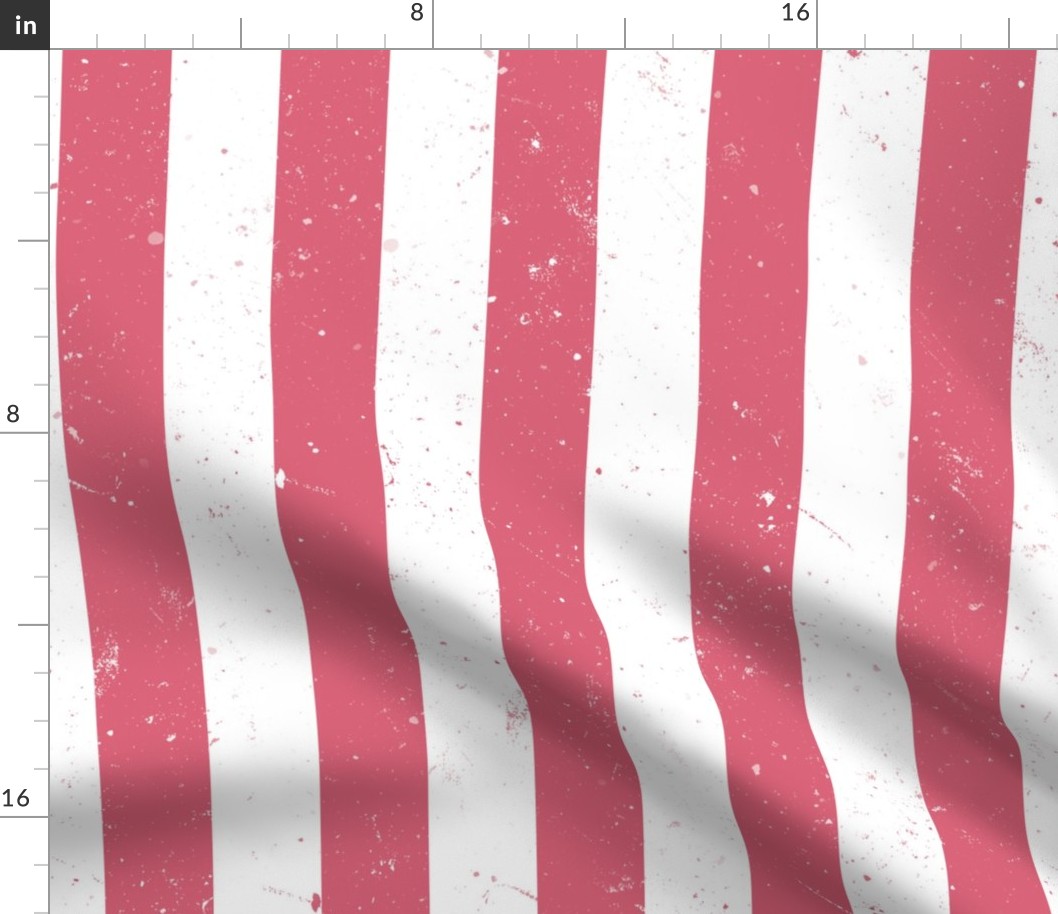 Nantucket Red and White Splattered Paint Vertical Cabana Tent Stripe 