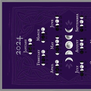 moon phase calander 2024 purple