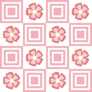 Whimsical Cheeky Pink Daisy Blossom Check: Charming Medium Floral Pattern for Spring Fashion and Home Decor