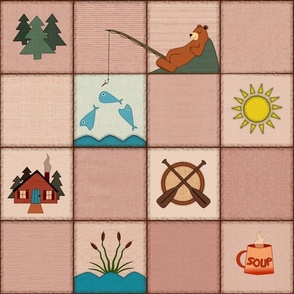 Cozy Lake Life Patchwork Textile Pattern