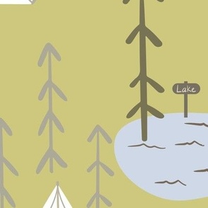Lake life kids camping_tent_forest, green, pale blue