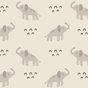Elephants - ecru  (medium)
