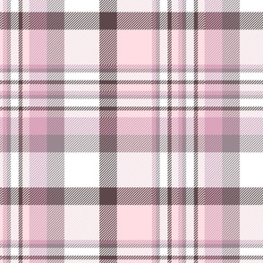 12" Plaid in pink, grey and white