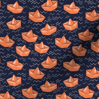 paper boats - collection "lake life" - navy blue and orange