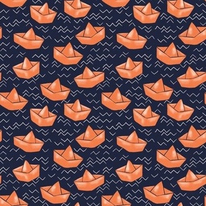 paper boats - collection "lake life" - navy blue and orange