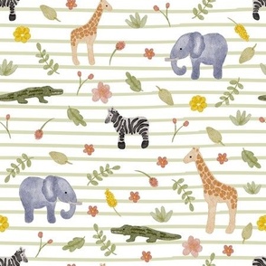 African Jungle Collection on Sage Stripe