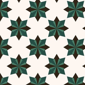 Paper Star / medium scale / beige green ebony Christmas origami star shape geometric pattern 