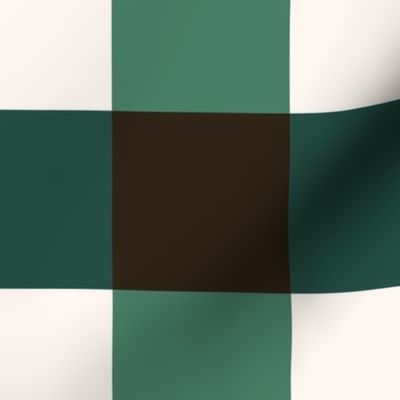 Plaid / big scale / dark green ebony beige minimal traditional geometric checkers pattern