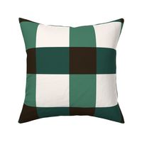 Plaid / big scale / dark green ebony beige minimal traditional geometric checkers pattern