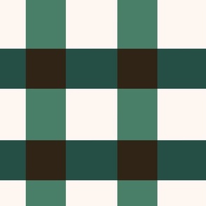 Plaid / big scale / dark green ebony beige minimal traditional geometric checkers pattern