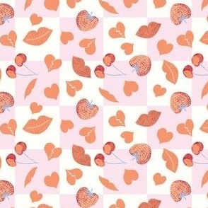 Strawberry Lips and hearts Orange and Pink Light