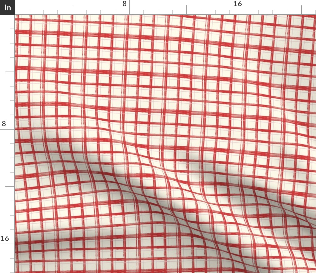 painted plaid red